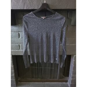 Victoria's Secret Black glitter sheer long sleeved shirt size xs